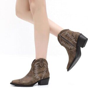 NEW! Women's Western Boots Ankle Cowboy Boots For Women-Camel